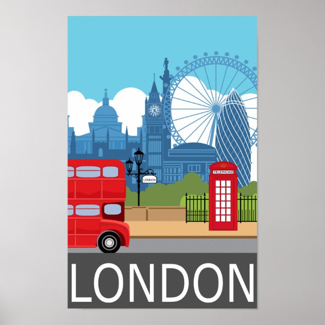 London art print retro travel railway poster (Front)