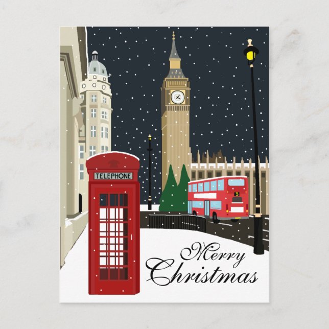 London At Christmas Holiday Postcard (Front)