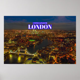 London At Night - United Kingdom Poster
