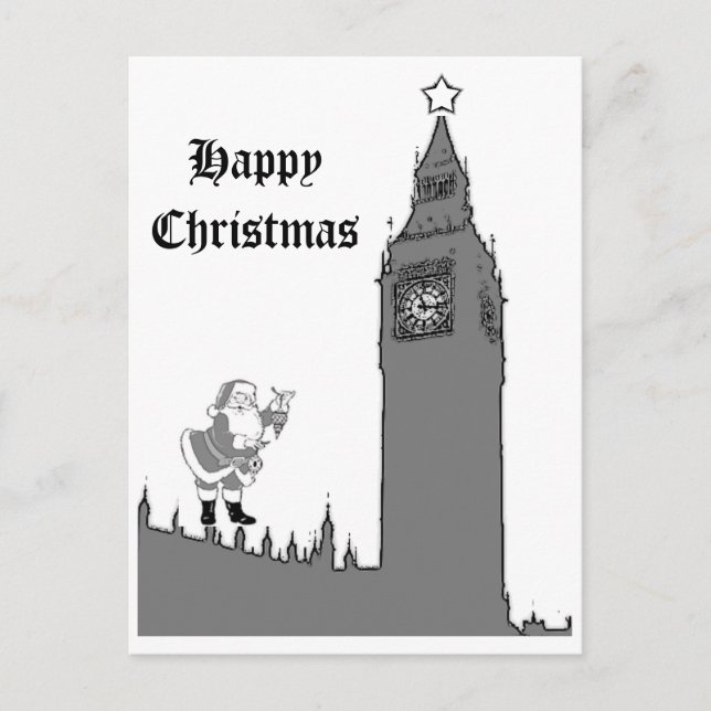 London Big Ben Happy Christmas Postcard (Front)