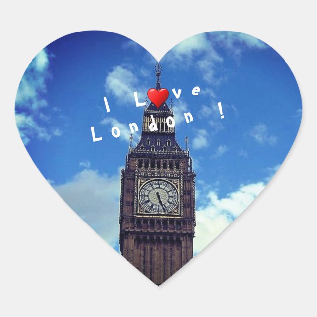 London - Big Ben Heart Sticker (Front)