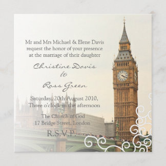 London Big Ben personalized wedding invitation