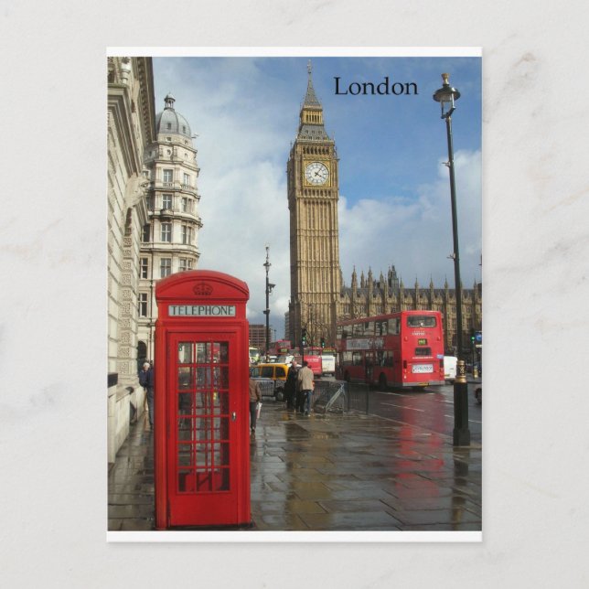 London Big Ben Phone box (by St.K) Postcard (Front)