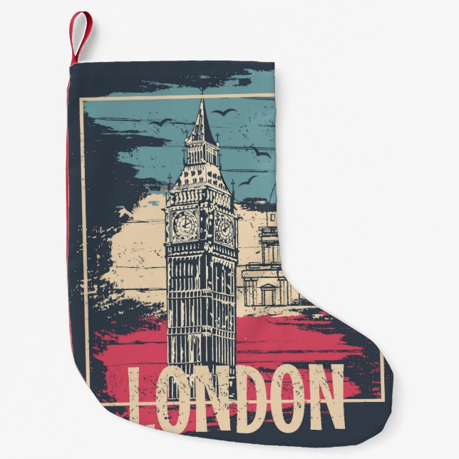 London Big Ben: Typography Poster Small Christmas Stocking (Front)