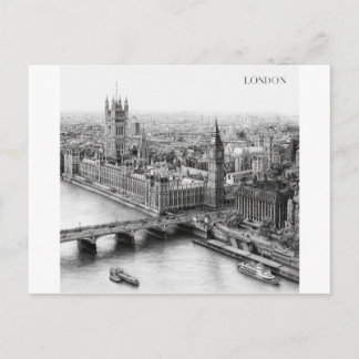London Black and White Sketch Mug Postcard