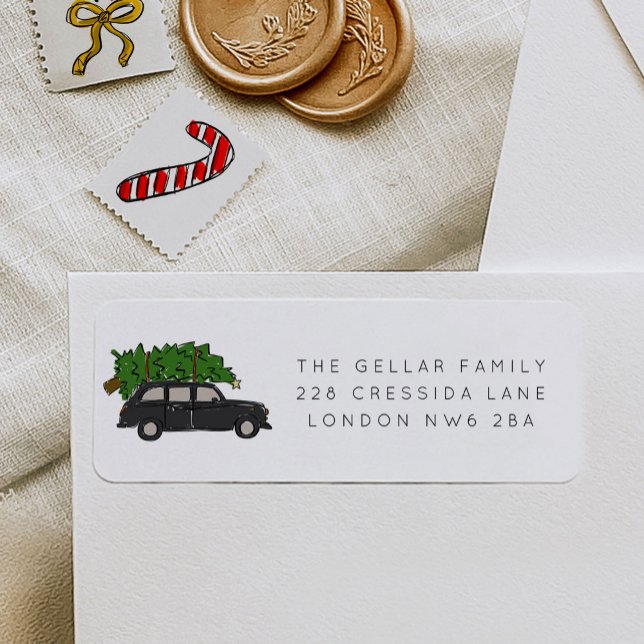 London Black Cab Christmas Tree Taxi Address (London Black Cab Christmas Tree Taxi Address Label)