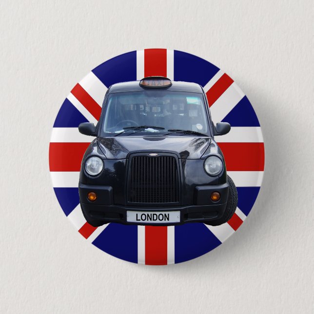 London Black Taxi Cab 2 Inch Round Button (Front)