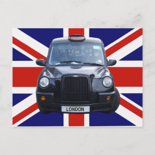 London Black Taxi Cab Postcard