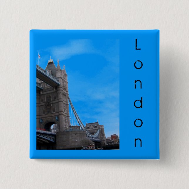 London Bridge 2 Inch Square Button (Front)