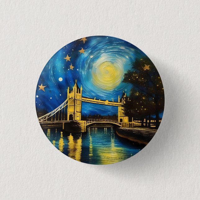 London Bridge Acrylic Art, 1 Inch Round Button (Front)
