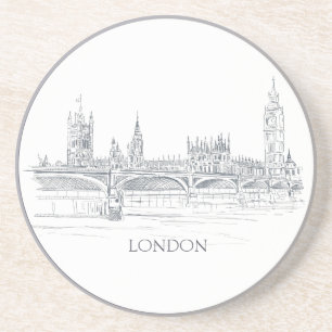 London Bridge and Big Ben Iconic Skyline Sketch Coaster