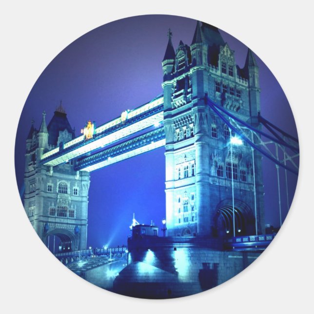 London Bridge at Night Classic Round Sticker (Front)