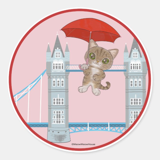 London Bridge Cat Classic Round Sticker (Front)