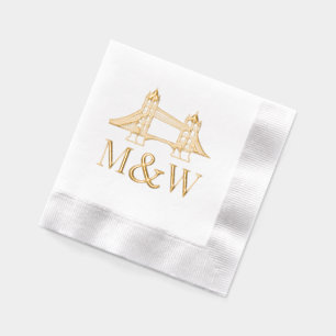 London Bridge Lg Ampersand Couple Wedding 2 Init Foil Napkins