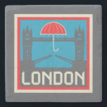 London Bridge with Umbrella Stone Coaster<br><div class="desc">London and Tower Bridge with Umbrella. | © and ® Bigstock® - All Rights Reserved.</div>