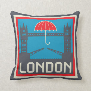 London Bridge with Umbrella Throw Pillow