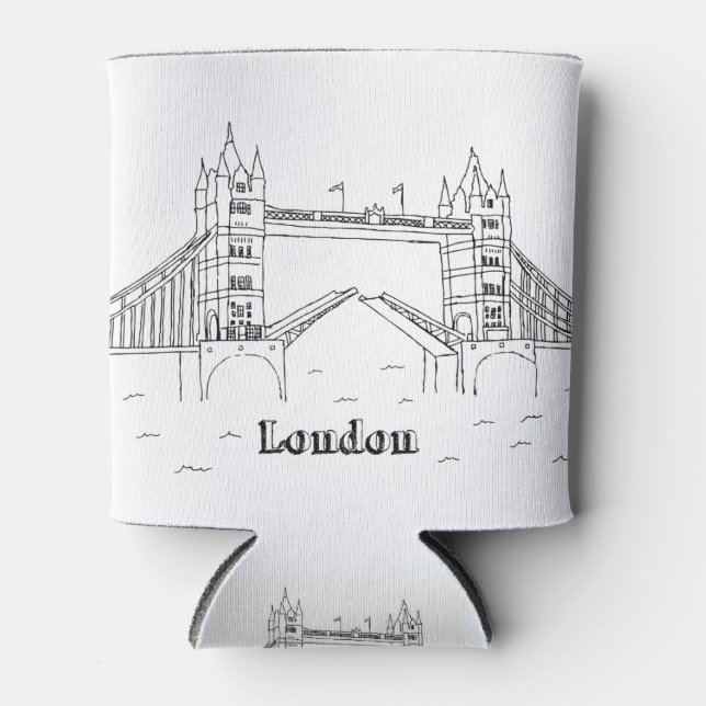 London Bridges Vacation Drawing Vacation Art Trave Can Cooler (Front)