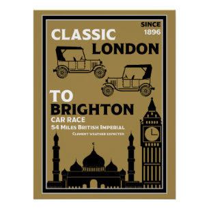 London Brighton Vintage Car Run Poster