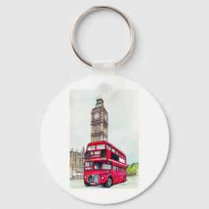 London Bus and Big Ben Keychain