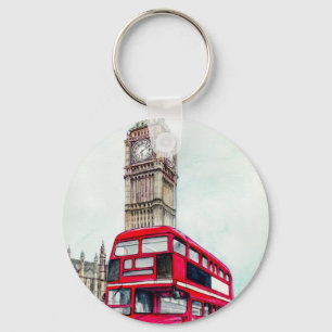 London Bus and Big Ben Keychain