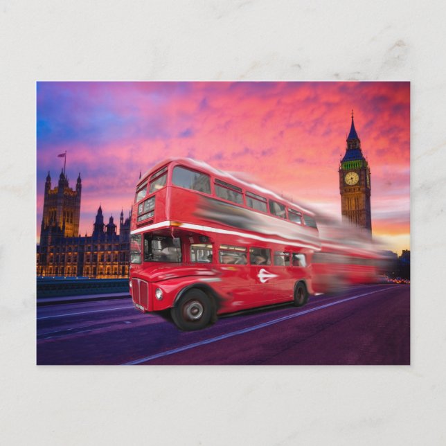 London Bus and Big Ben Postcard (Front)