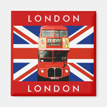 London Bus and British Flag