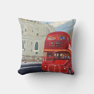 London Bus and St Paul Cathedral Throw Pillow