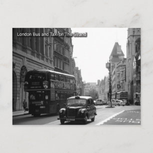 london bus and taxi postcard