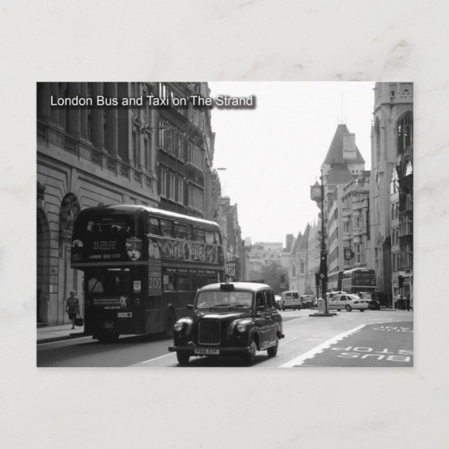 london bus and taxi postcard (Front)