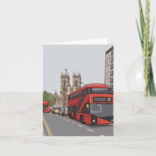 London bus and Westminster Abbey greeting card