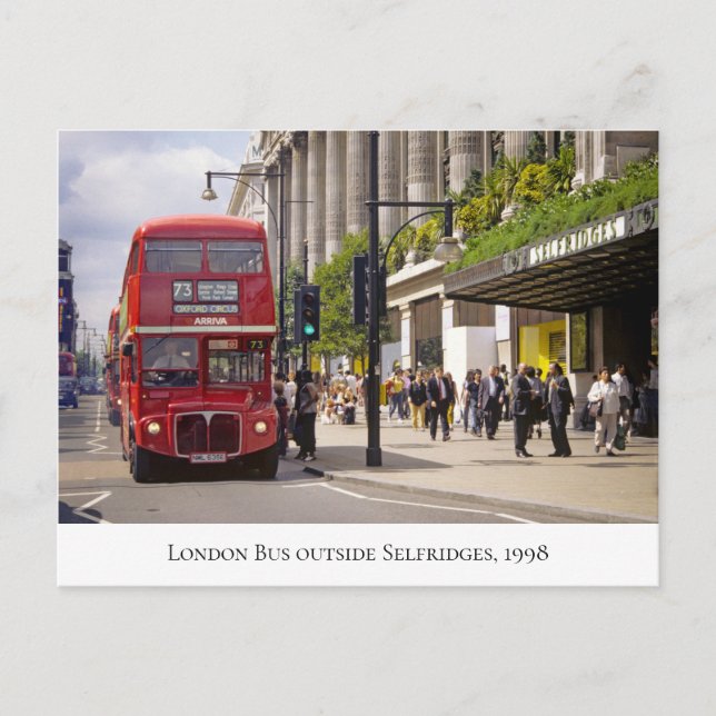 London Bus at Selfridges in Oxford St 1998 Postcard (Front)
