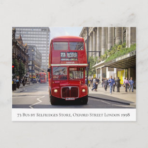 London Bus by Selfridges on Oxford St, 1998 Postcard
