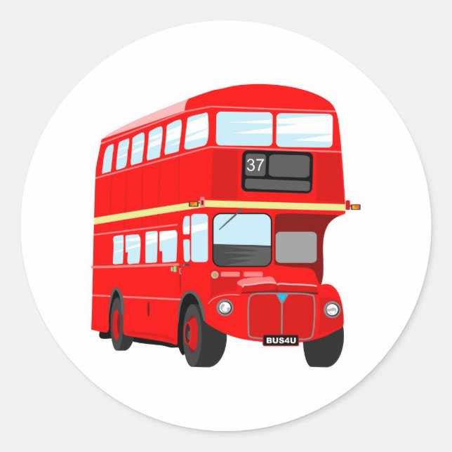 London Bus Classic Round Sticker (Front)