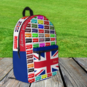 London, Bus, Colourful school bag, British Flag Printed Backpack