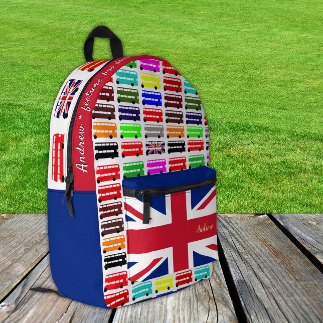 London, Bus, Colourful school bag, British Flag Printed Backpack (Creator Uploaded)
