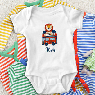 London Bus & Cute Lion Baby Personalized  Bodysuit