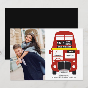 London Bus Enregistrer la carte Date Photo Black
