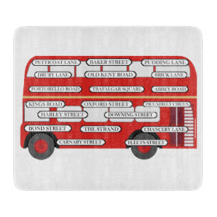 London Bus & Famous Street Names Cutting Board