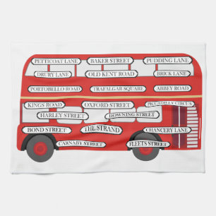 London Bus & Famous Street Names Kitchen Towel