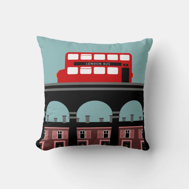 London Bus On A Bridge Throw Pillow (Front)