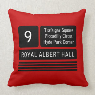 London Bus Route Sign Throw Pillow