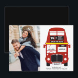 London Bus Save the Date card Photo Black<br><div class="desc">Red London Bus Save the Date card. A great way to announce your wedding!</div>