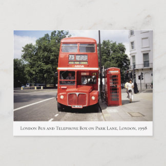 London Bus & Telephone Box Central London 1998 Postcard