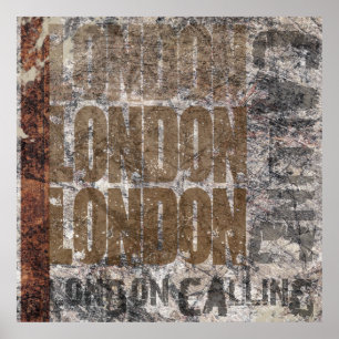 London Calling Graphic Grunge Art Design Poster