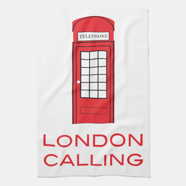 London Calling Phone Booth Kitchen Towel (Vertical)