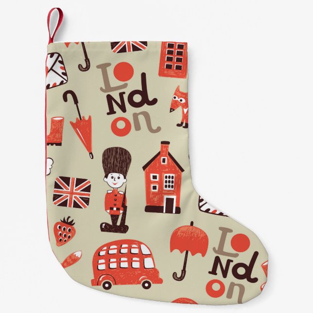 London Childish: Funny Pattern Design Small Christmas Stocking (Front)