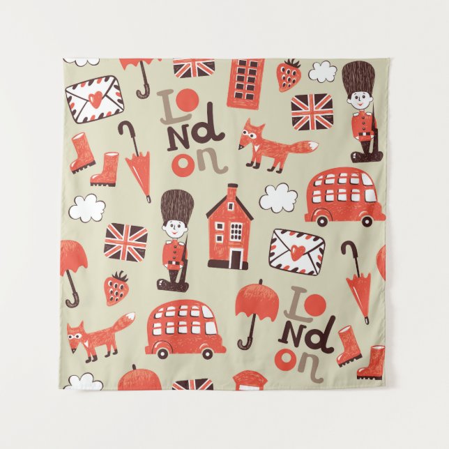 London Childish: Funny Pattern Design Tapestry (Front)