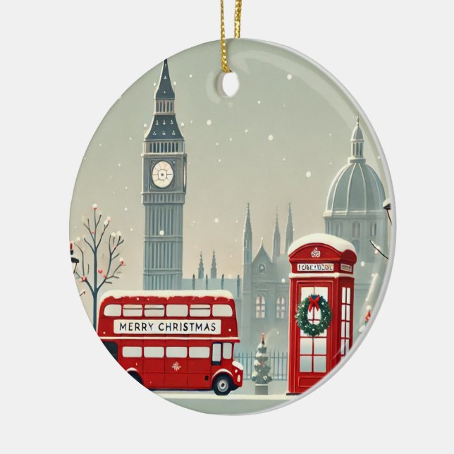 London Christmas | Big Ben & Festive London Ceramic Ornament (Left)
