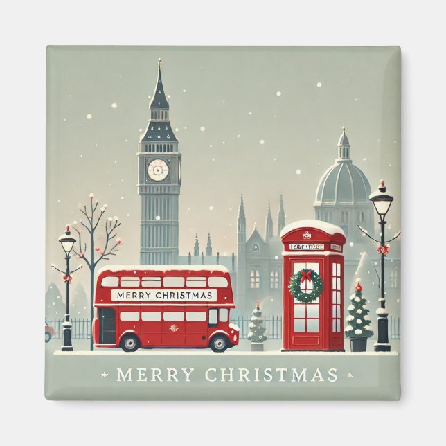 London Christmas | Big Ben & Festive London Magnet (Front)