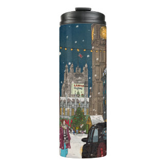 London Christmas Night Cityscape Retro-inspired Thermal Tumbler
